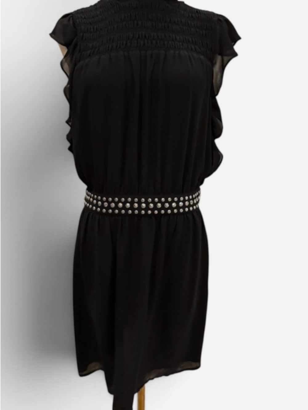 Michael Kors Black Studded-Waist Mini Dress